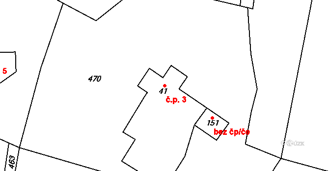 Žirecká Podstráň 3, Dvůr Králové nad Labem na parcele st. 41 v KÚ Žirecká Podstráň, Katastrální mapa