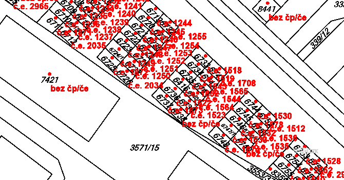 Hodonín 1522 na parcele st. 6736 v KÚ Hodonín, Katastrální mapa