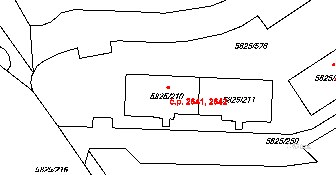 Česká Lípa 2641,2642 na parcele st. 5825/210 v KÚ Česká Lípa, Katastrální mapa