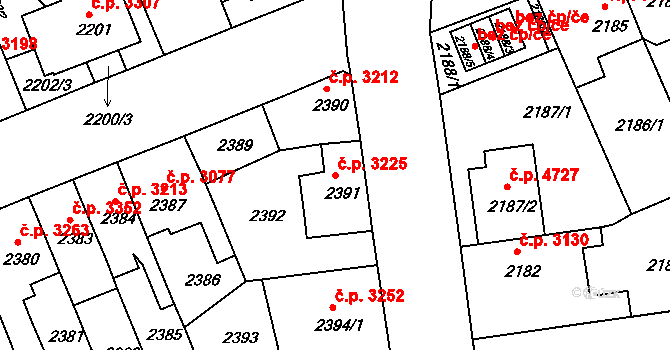 Chomutov 3225 na parcele st. 2391 v KÚ Chomutov II, Katastrální mapa