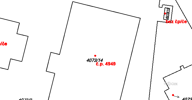 Chomutov 4949 na parcele st. 4073/14 v KÚ Chomutov I, Katastrální mapa