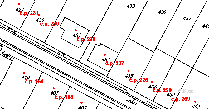 Blažovice 227 na parcele st. 434 v KÚ Blažovice, Katastrální mapa