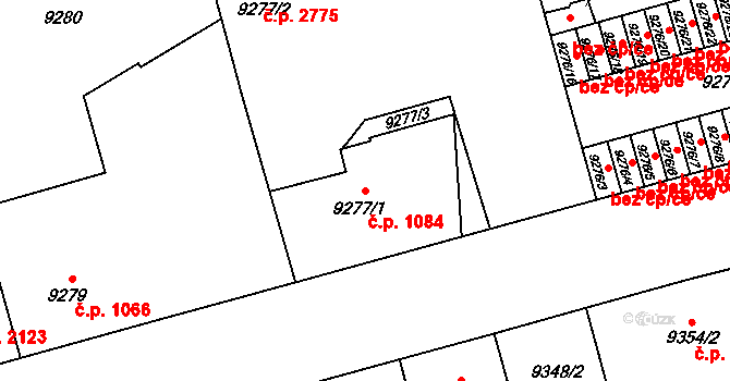 Jižní Předměstí 1084, Plzeň na parcele st. 9277/1 v KÚ Plzeň, Katastrální mapa