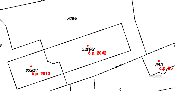 Náchod 2042 na parcele st. 3320/2 v KÚ Náchod, Katastrální mapa