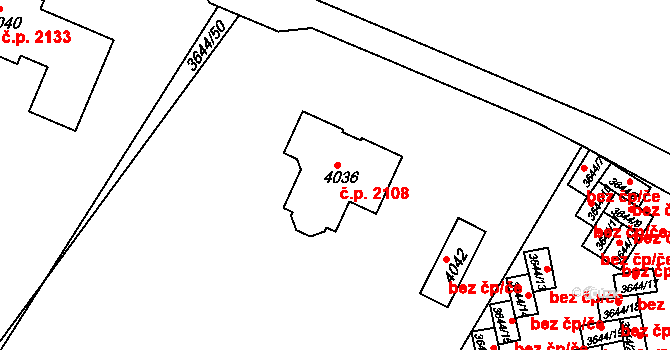 Tachov 2108 na parcele st. 4036 v KÚ Tachov, Katastrální mapa
