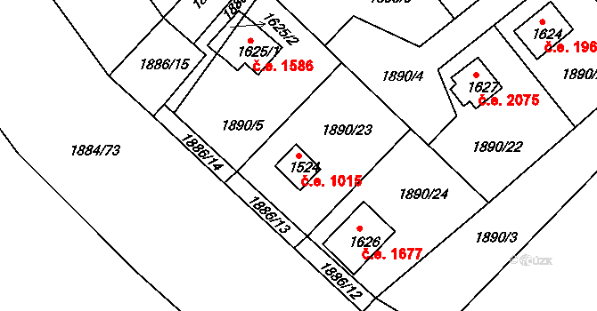 Litice 1015, Plzeň na parcele st. 3558 v KÚ Valcha, Katastrální mapa