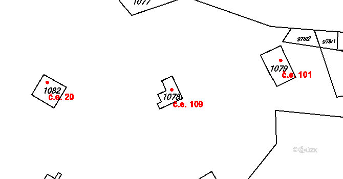 Žimrovice 109, Hradec nad Moravicí na parcele st. 1078 v KÚ Žimrovice, Katastrální mapa