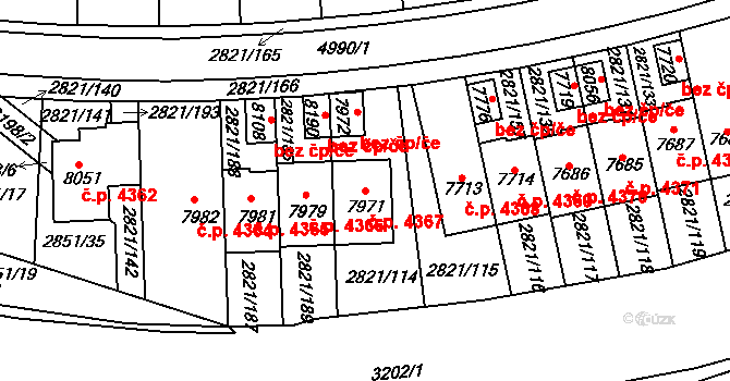 Kroměříž 4367 na parcele st. 7971 v KÚ Kroměříž, Katastrální mapa