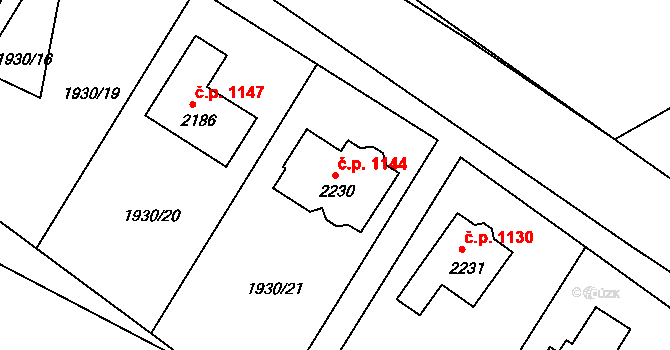 Pacov 1144 na parcele st. 2230 v KÚ Pacov, Katastrální mapa