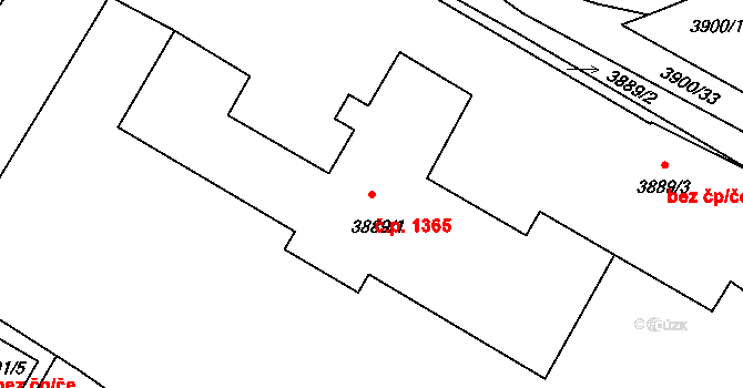 Předměstí 1365, Litoměřice na parcele st. 3889/1 v KÚ Litoměřice, Katastrální mapa