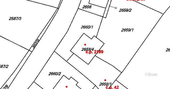 Poruba 2189, Ostrava na parcele st. 2658/4 v KÚ Poruba, Katastrální mapa