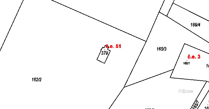 Lukavička 51, Lukavice na parcele st. 379 v KÚ Lukavice, Katastrální mapa