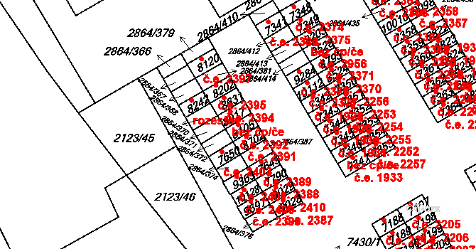 Hodonín 2392 na parcele st. 8105 v KÚ Hodonín, Katastrální mapa