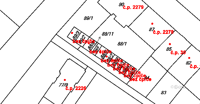 Opava 38093774 na parcele st. 88/6 v KÚ Opava-Předměstí, Katastrální mapa
