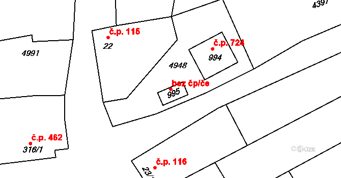 Boršice 41813774 na parcele st. 995 v KÚ Boršice u Buchlovic, Katastrální mapa