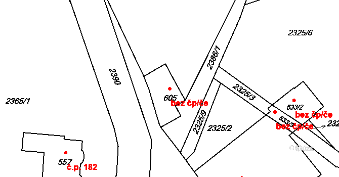 Pěnčín 42044774 na parcele st. 605 v KÚ Alšovice, Katastrální mapa