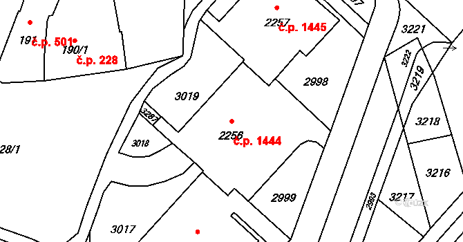 Kateřinky 1444, Opava na parcele st. 2256 v KÚ Kateřinky u Opavy, Katastrální mapa