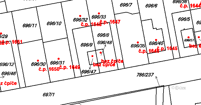 Praha 48629774 na parcele st. 696/48 v KÚ Horní Počernice, Katastrální mapa
