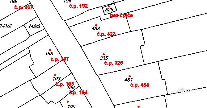 Zlechov 326 na parcele st. 335 v KÚ Zlechov, Katastrální mapa
