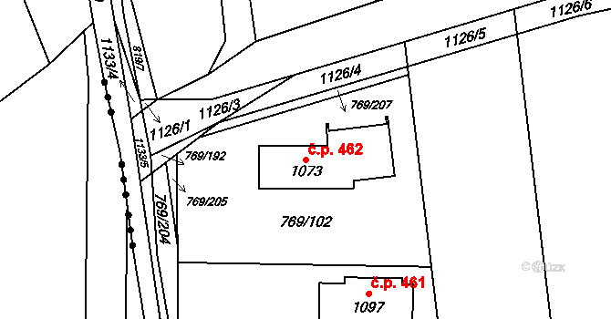Velká Ledhuje 462, Police nad Metují na parcele st. 1073 v KÚ Velká Ledhuje, Katastrální mapa