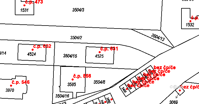 Bezděkovské Předměstí 631, Domažlice na parcele st. 4525 v KÚ Domažlice, Katastrální mapa