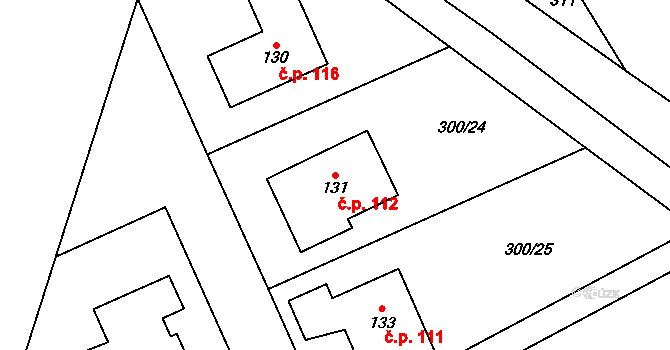 Chlístov 112 na parcele st. 131 v KÚ Chlístov u Rokytnice nad Rokytnou, Katastrální mapa