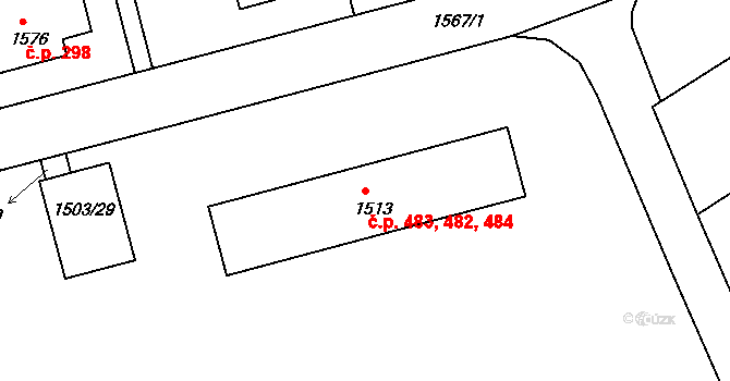 Šenov u Nového Jičína 482,483,484 na parcele st. 1513 v KÚ Šenov u Nového Jičína, Katastrální mapa
