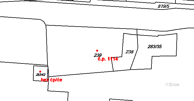 Příbor 1114 na parcele st. 239 v KÚ Klokočov u Příbora, Katastrální mapa