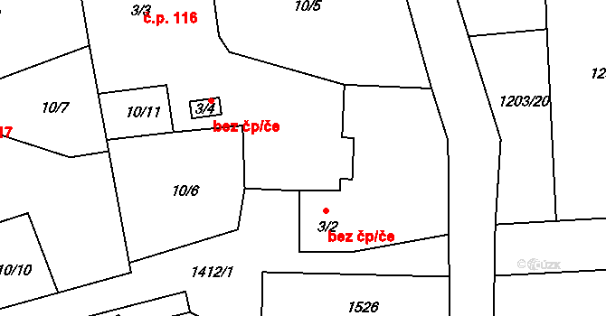 Velká Černoc 116, Měcholupy na parcele st. 3/3 v KÚ Velká Černoc, Katastrální mapa