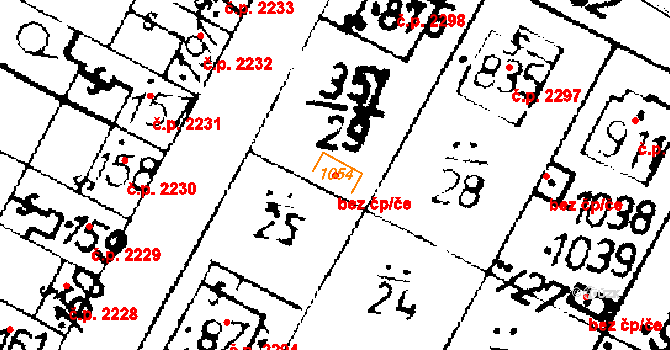 Roudnice nad Labem 93237774 na parcele st. 1054 v KÚ Podlusky, Katastrální mapa