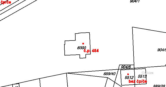 Kryblice 484, Trutnov na parcele st. 6000 v KÚ Trutnov, Katastrální mapa