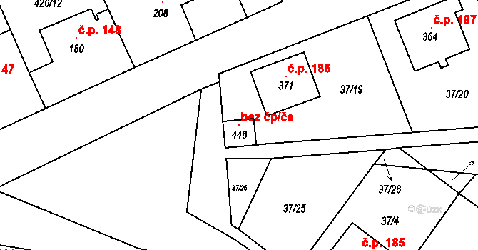 Klatovy 97027774 na parcele st. 448 v KÚ Luby, Katastrální mapa