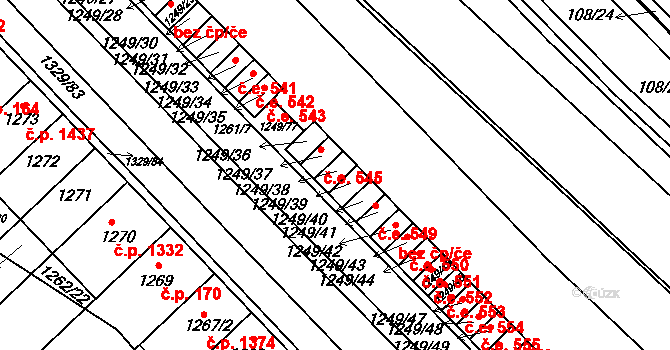 Hustopeče 546 na parcele st. 1249/38 v KÚ Hustopeče u Brna, Katastrální mapa