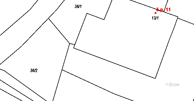 Popovice 11, Dolní Bukovsko na parcele st. 13/1 v KÚ Popovice u Dolního Bukovska, Katastrální mapa