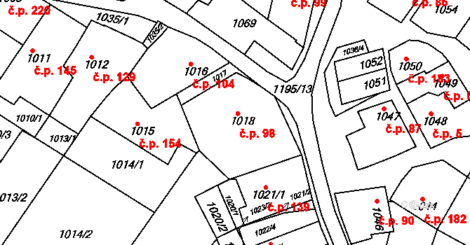 Svatobořice 98, Svatobořice-Mistřín na parcele st. 1018 v KÚ Svatobořice, Katastrální mapa