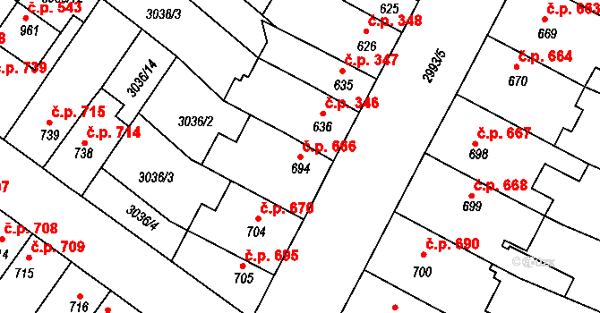 Kyjov 666 na parcele st. 694 v KÚ Kyjov, Katastrální mapa