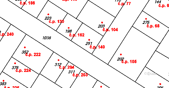Humny 140, Pchery na parcele st. 251 v KÚ Pchery, Katastrální mapa