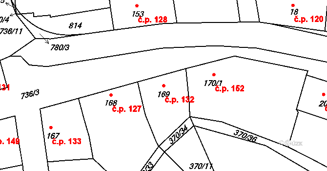Sedlec 132, Sedlec-Prčice na parcele st. 169 v KÚ Sedlec u Votic, Katastrální mapa