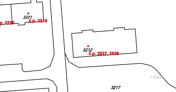 Kročehlavy 2536,2537, Kladno na parcele st. 3212 v KÚ Kročehlavy, Katastrální mapa