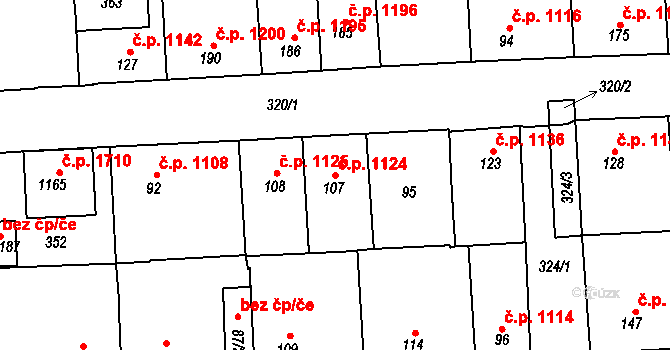 Švermov 1124, Kladno na parcele st. 107 v KÚ Hnidousy, Katastrální mapa