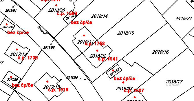 Boskovice 1941 na parcele st. 2018/32 v KÚ Boskovice, Katastrální mapa