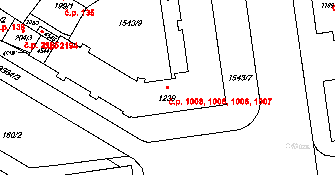 Rožnov pod Radhoštěm 1005,1006,1007,1008 na parcele st. 1239 v KÚ Rožnov pod Radhoštěm, Katastrální mapa