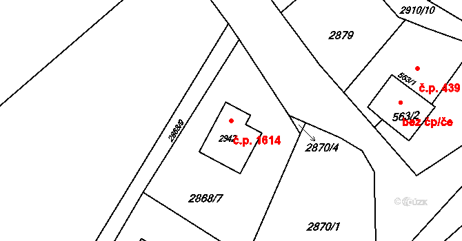Rožnov pod Radhoštěm 1614 na parcele st. 2942 v KÚ Rožnov pod Radhoštěm, Katastrální mapa