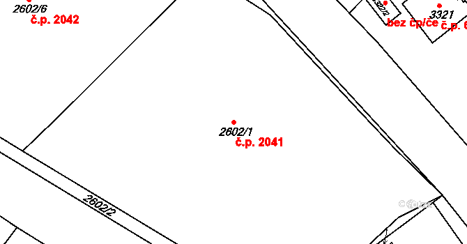 Sokolov 2041 na parcele st. 2602/1 v KÚ Sokolov, Katastrální mapa
