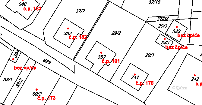 Luby 181, Klatovy na parcele st. 357 v KÚ Luby, Katastrální mapa