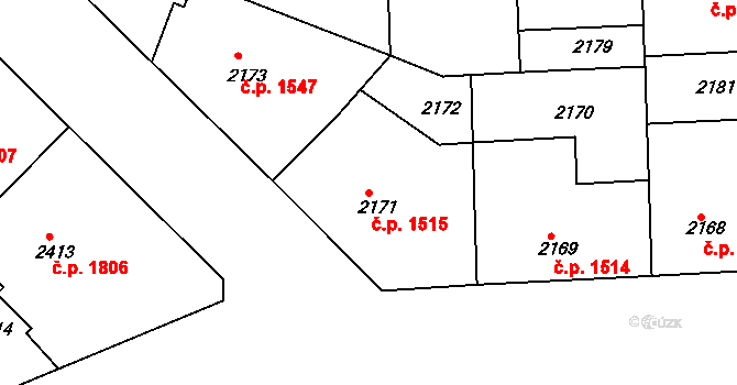 Smíchov 1515, Praha na parcele st. 2171 v KÚ Smíchov, Katastrální mapa