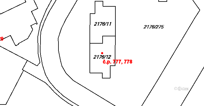 Skvrňany 777,778, Plzeň na parcele st. 2176/11 v KÚ Skvrňany, Katastrální mapa