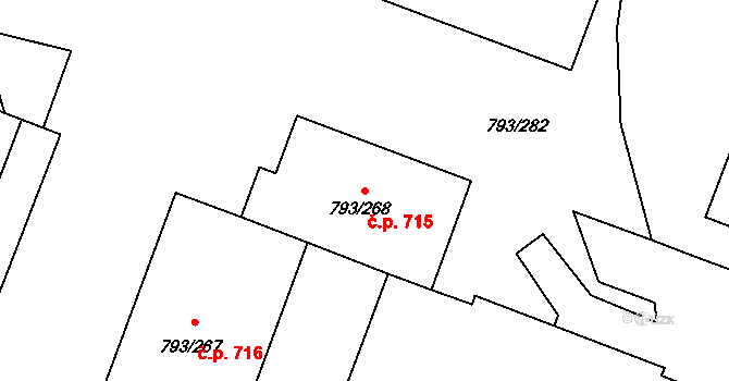 Výškovice 715, Ostrava na parcele st. 793/268 v KÚ Výškovice u Ostravy, Katastrální mapa
