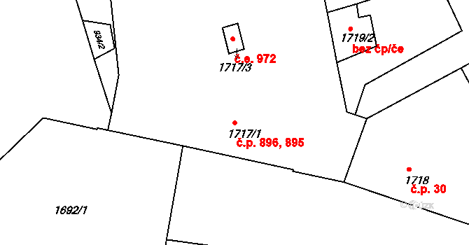 Staré Brno 895,896, Brno na parcele st. 1717/1 v KÚ Staré Brno, Katastrální mapa