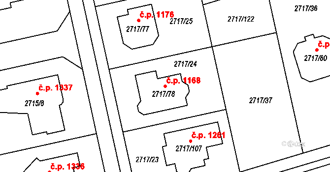 Kylešovice 1168, Opava na parcele st. 2717/78 v KÚ Kylešovice, Katastrální mapa